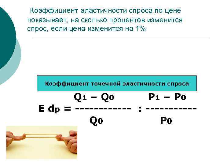  Коэффициент эластичности спроса по цене показывает, на сколько процентов изменится спрос, если цена