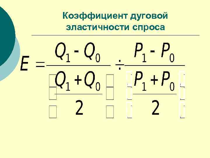 Коэффициент дуговой эластичности спроса 