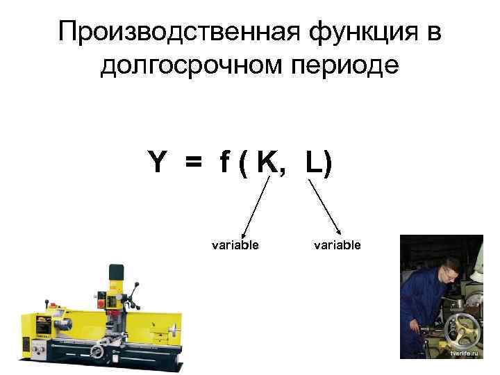 Производственная функция в  долгосрочном периоде   Y = f ( K, L)