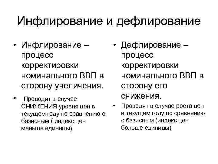 Инфлирование и дефлирование • Инфлирование – • Дефлирование – процесс Инфлирование и дефлирование • Инфлирование – • Дефлирование – процесс