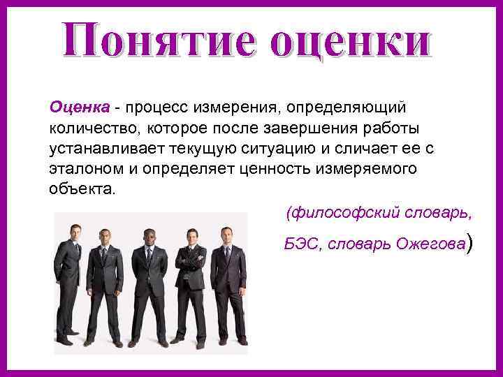   Оценка - процесс измерения, определяющий  количество, которое после завершения работы 