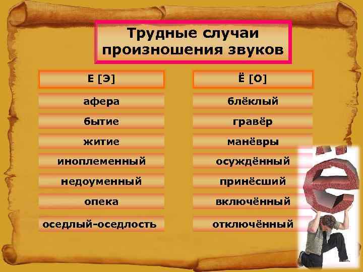    Трудные случаи   произношения звуков  Е [Э]  Ё