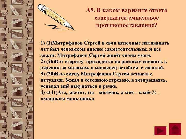 В каком ответе содержится информация. Сочинение про Митрофанова.