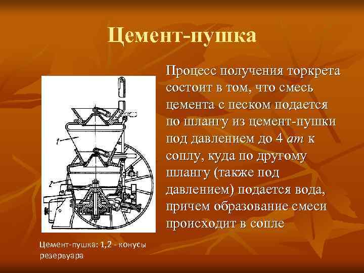     Цемент-пушка     Процесс получения торкрета  