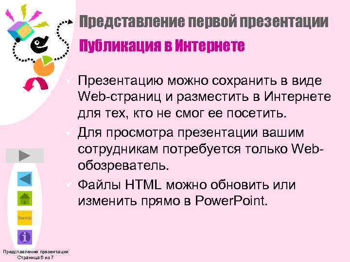       Представление первой презентации     Публикация