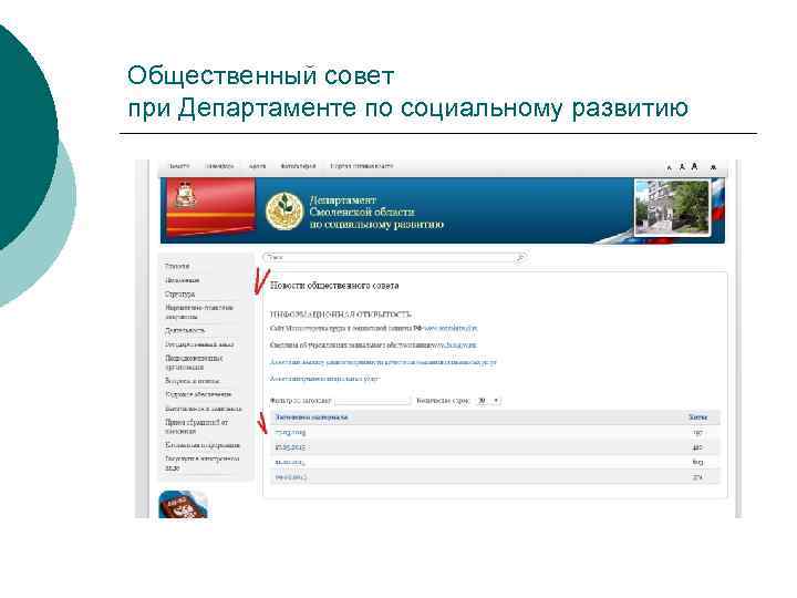 Общественный совет при Департаменте по социальному развитию 