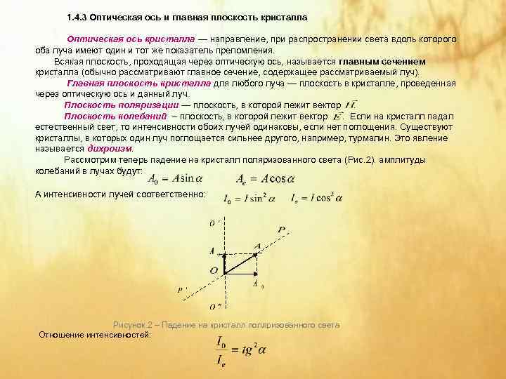 Оптическая ось света. Главная оптическая ось кристалла. Оптическая ось одноосного кристалла. Главная оптическая плоскость. Оптическая ось кристалла и Главная плоскость кристалла.