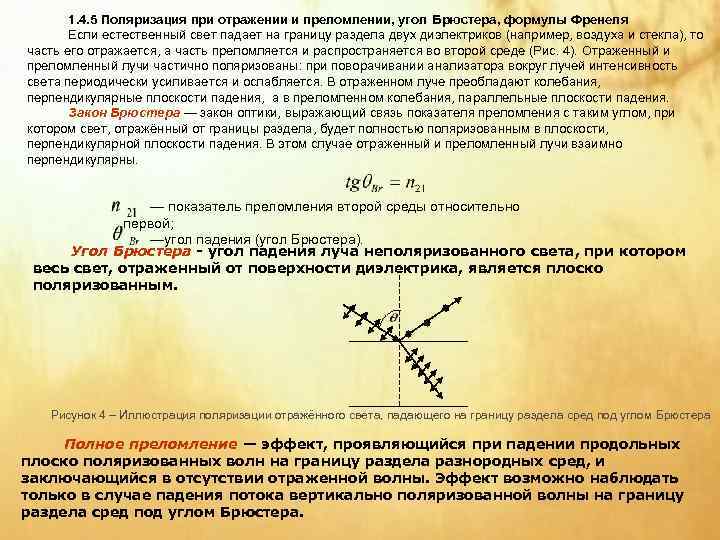 Закон брюстера рисунок и вывод формулы