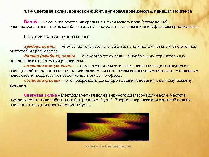   1. 1. 4 Световая волна, волновой фронт, волновая поверхность, принцип Гюйгенса 