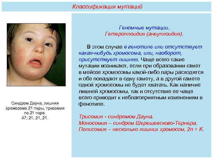      Классификация мутаций    Геномные мутации.  