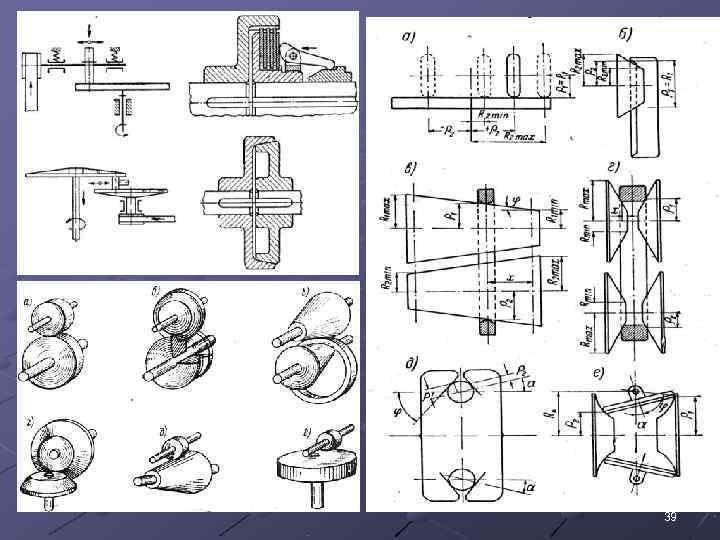 4. Фрикционные, в которых передача движения осуществляется силами трения.     39