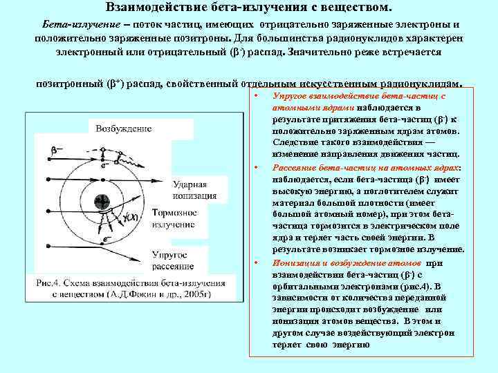   Взаимодействие бета-излучения с веществом.  Бета-излучение – поток частиц, имеющих отрицательно заряженные