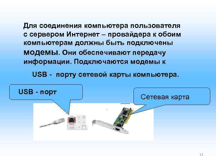 Для соединения компьютера пользователя с сервером Интернет – провайдера к обоим компьютерам должны Для соединения компьютера пользователя с сервером Интернет – провайдера к обоим компьютерам должны
