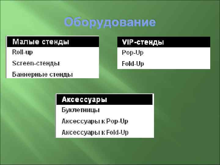 Оборудование 