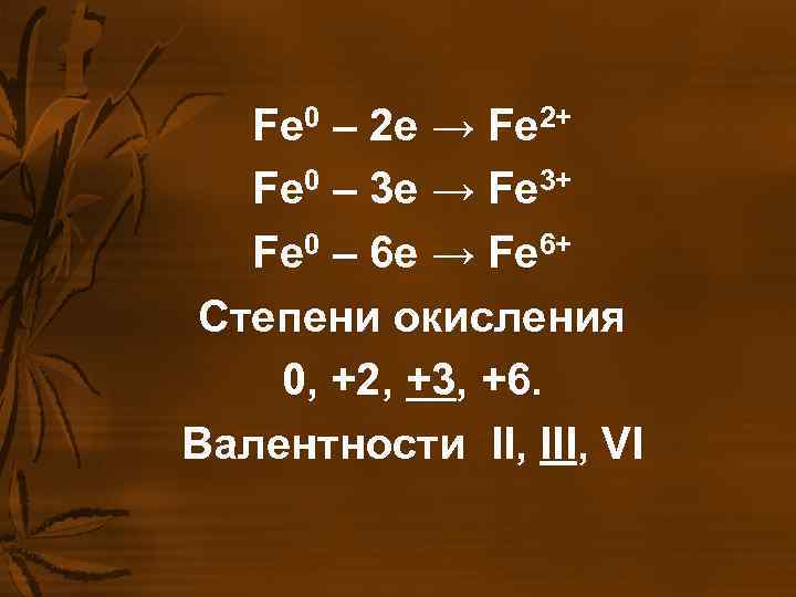 Fe 0 – 2 e → Fe 2+ Fe 0 – Fe 0 – 2 e → Fe 2+ Fe 0 –