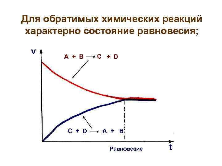 Для обратимых химических реакций характерно состояние равновесия; v A + B Для обратимых химических реакций характерно состояние равновесия; v A + B