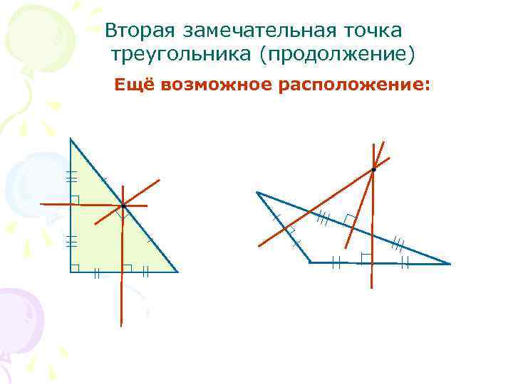 Вторая замечательная точка треугольника (продолжение) Ещё возможное расположение: 