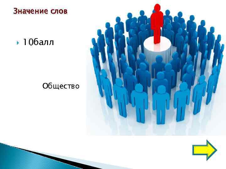 Значение слов  10 балл  Общество 