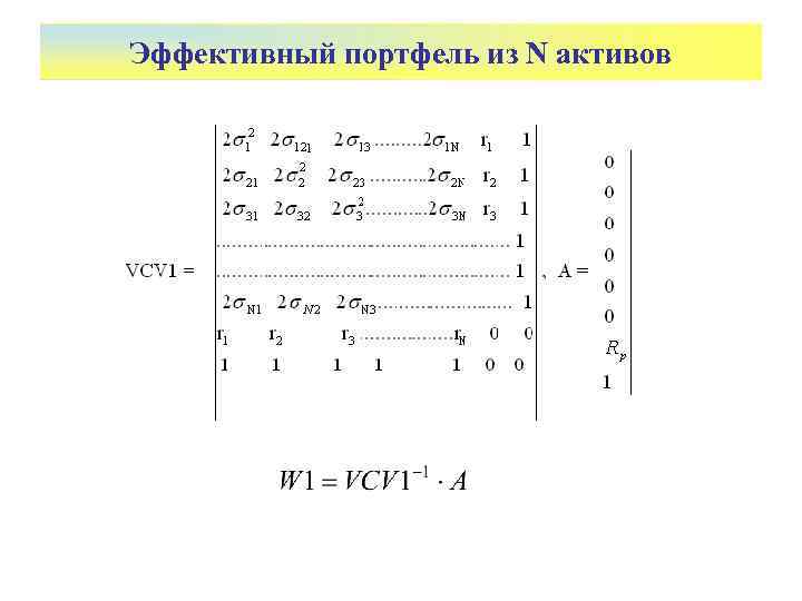 Эффективный портфель из N активов 
