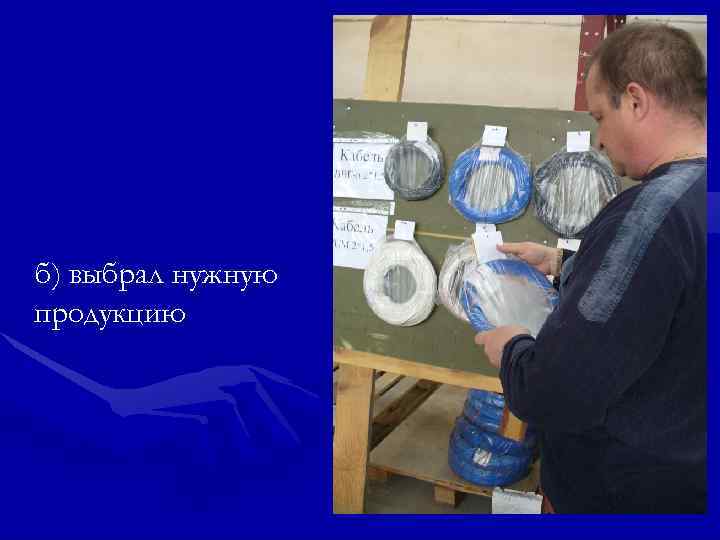 б) выбрал нужную продукцию 