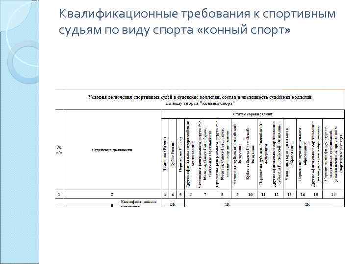 Квалификационные требования к спортивным судьям по виду спорта «конный спорт» 