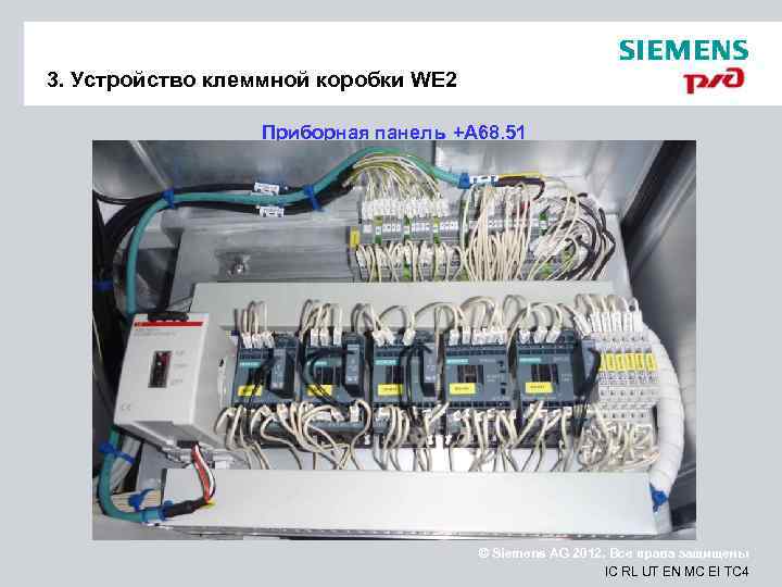 3. Устройство клеммной коробки WE 2    Приборная панель +A 68. 51