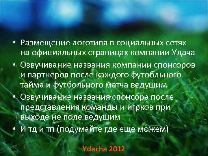  • Размещение логотипа в социальных сетях  на официальных страницах компании Удача •