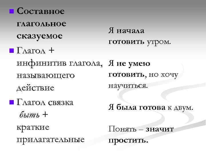 n Составное  глагольное    Я начала  сказуемое   