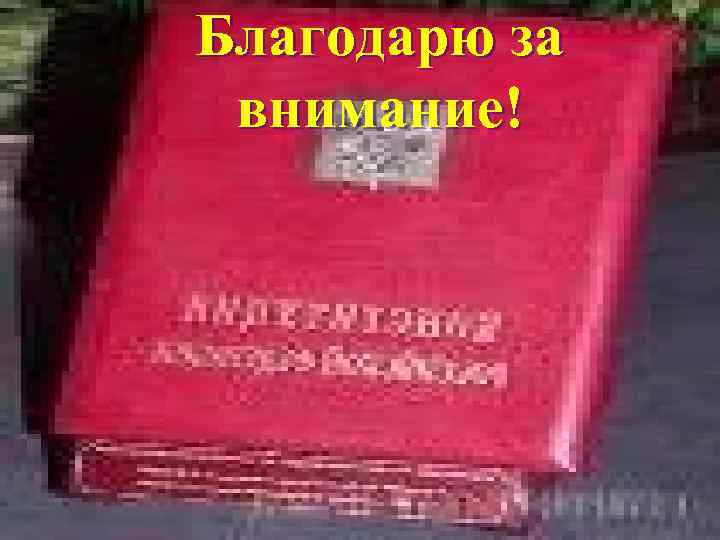 Благодарю за внимание! 