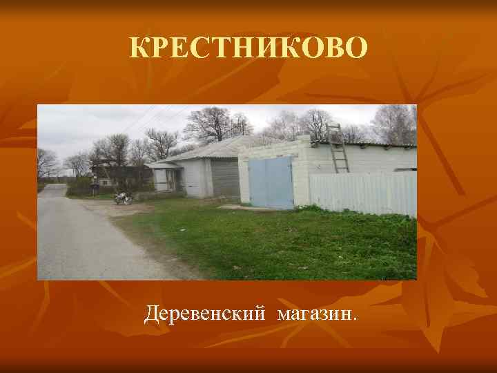 КРЕСТНИКОВО Деревенский магазин. 