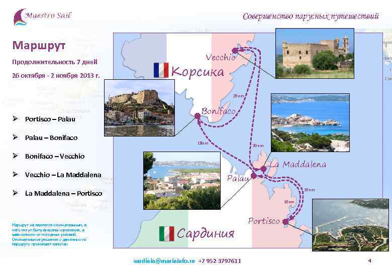        Совершенство парусных путешествий  Маршрут  