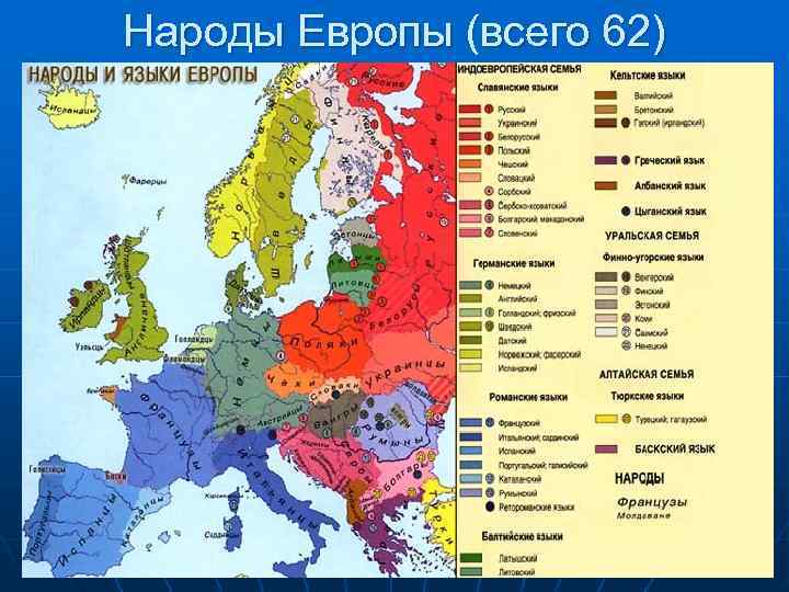 Народы Европы (всего 62) 