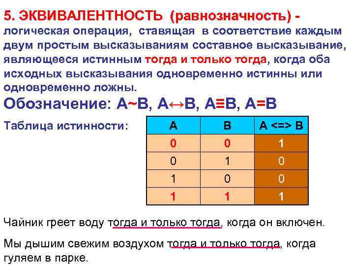 Условие эквивалентности схем