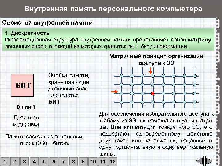 Память 1 бит. Внутренняя память ПК структура. Структура внутренней памяти компьютера. Структура компьютерной памяти. Опишите структуру памяти компьютера.