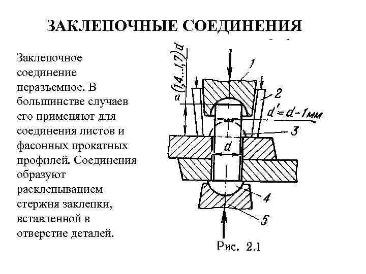 Соединение заклепкой на чертеже