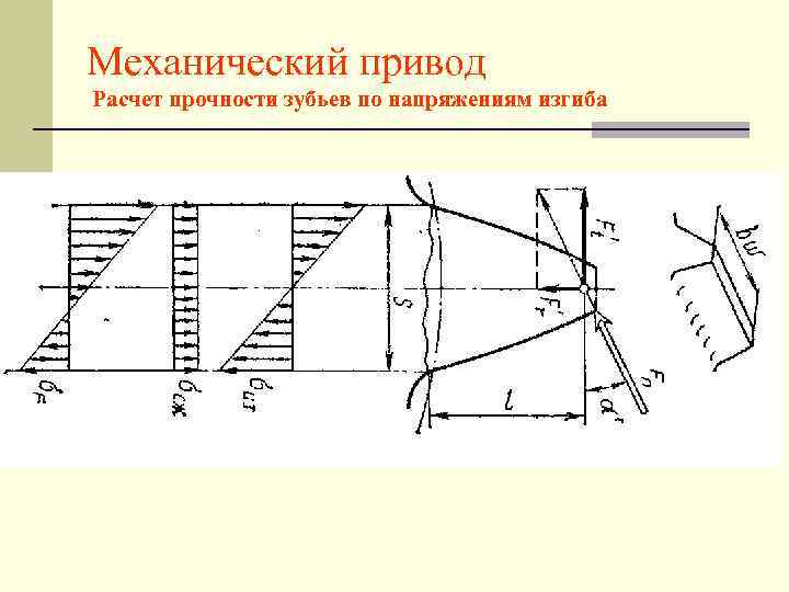 Механический привод Расчет прочности зубьев по напряжениям изгиба 