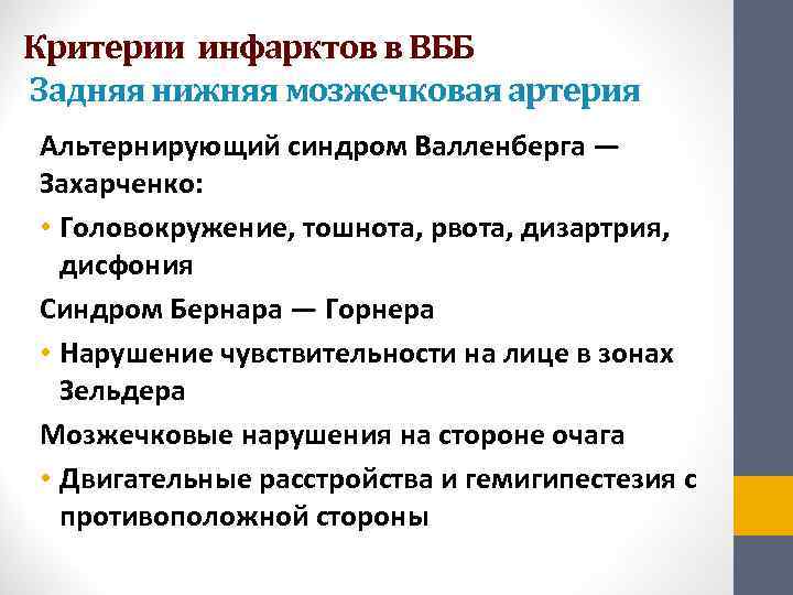 В клиническую картину синдрома валленберга захарченко входит