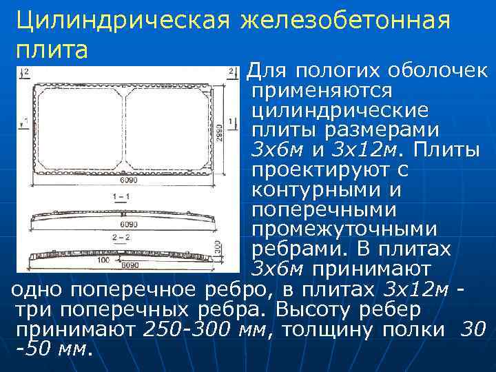 Цилиндрическая железобетонная плита Для пологих оболочек применяются Цилиндрическая железобетонная плита Для пологих оболочек применяются