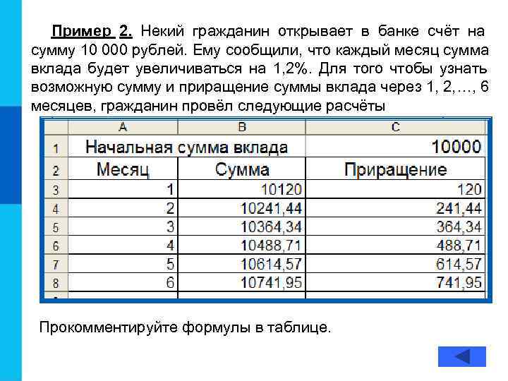   Пример 2. Некий гражданин открывает в банке счёт на сумму 10 000