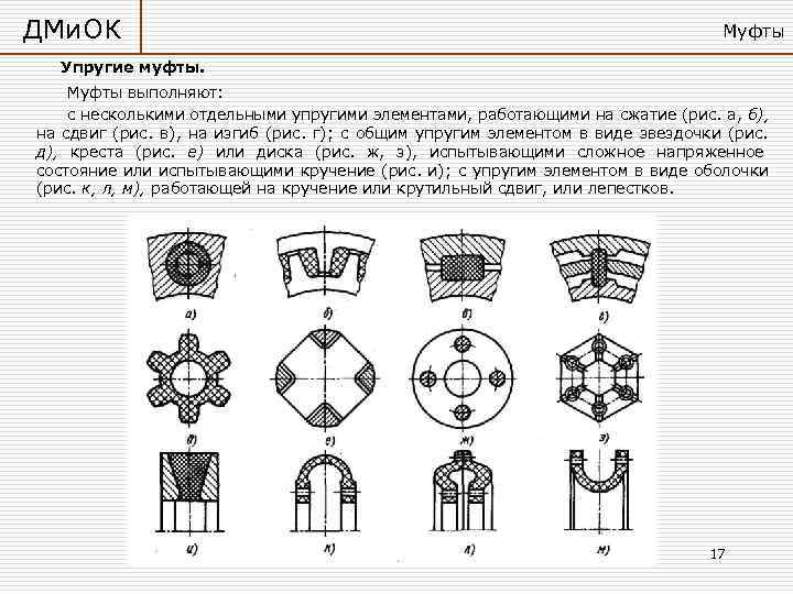 ДМи. ОК       Муфты  Упругие муфты. Муфты выполняют: