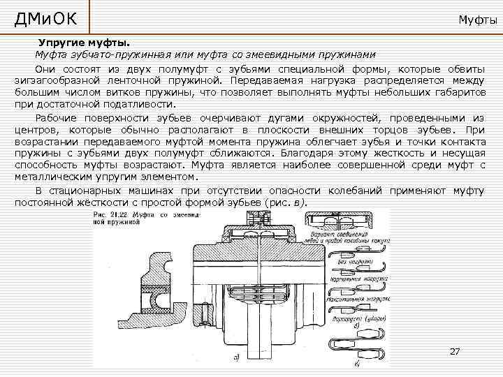 ДМи. ОК      Муфты  Упругие муфты. Муфта зубчато-пружинная или