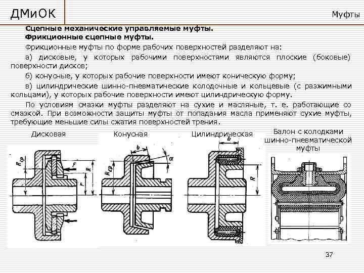 ДМи. ОК      Муфты  Сцепные механические управляемые муфты. Фрикционные