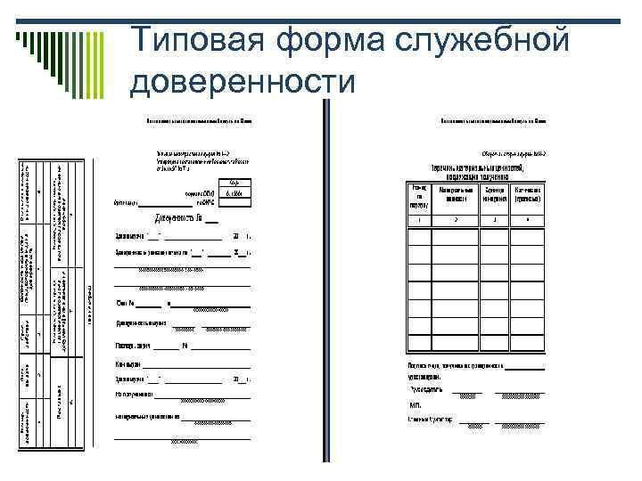 Типовая форма служебной доверенности 