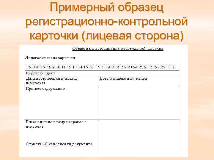 Регистрационная карточка образец