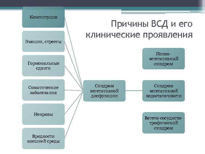  Конституция    Причины ВСД и его    клинические проявления