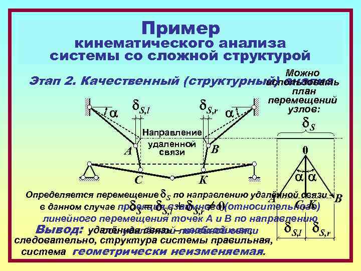       Пример   кинематического анализа  системы со