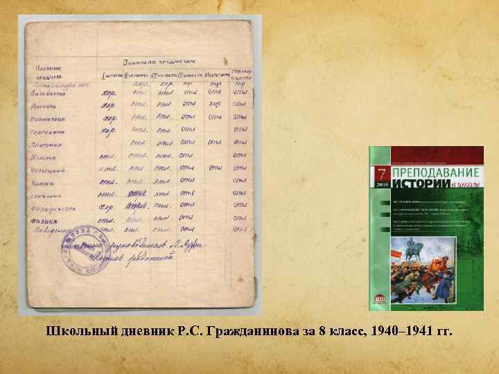 Школьный дневник Р. С. Гражданинова за 8 класс, 1940– 1941 гг. 