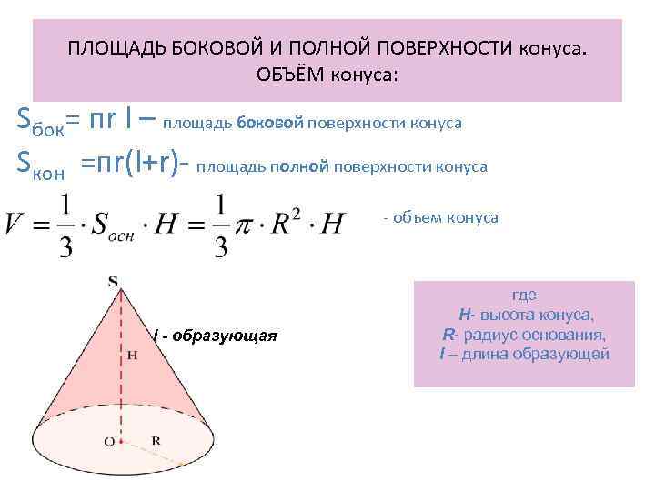 Найти длину боковой поверхности конуса