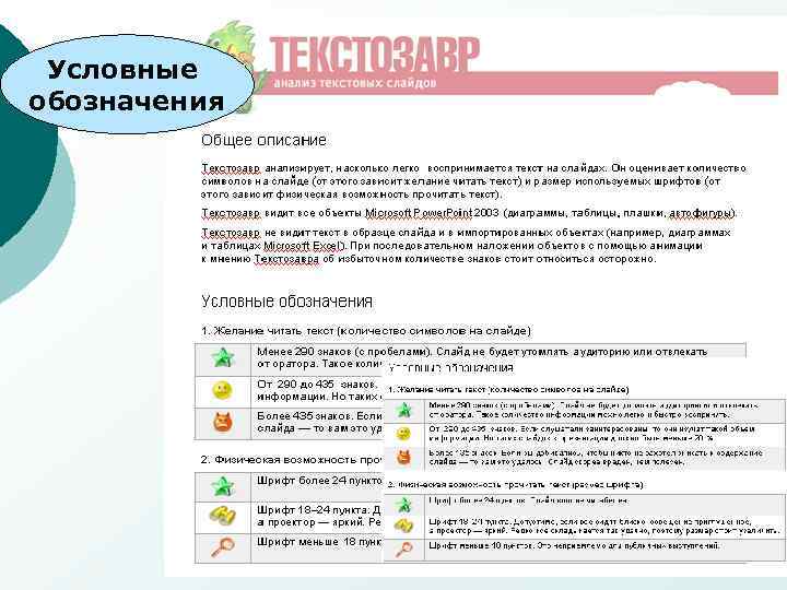  Условные обозначения 