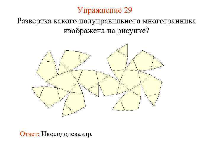     Упражнение 29 Развертка какого полуправильного многогранника   изображена на